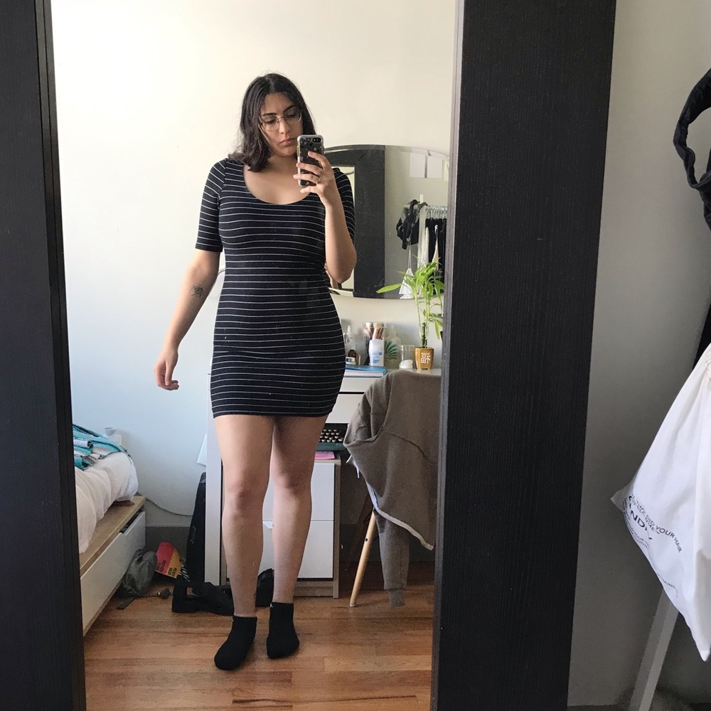 H&M basic fitted striped dress